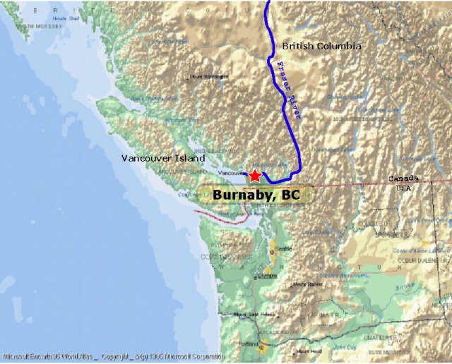 of Burnaby, BC. The watershed is one of many tributaries that empty into