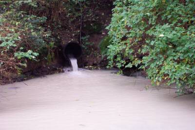 Silt flowing into creek