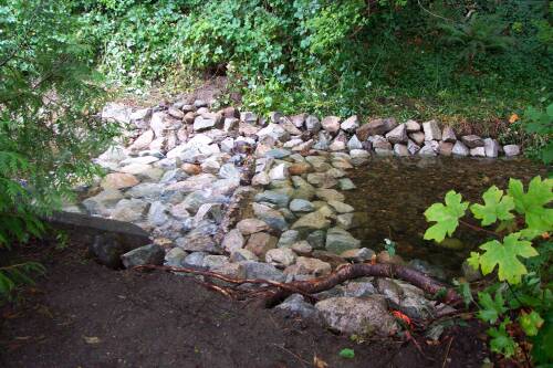 The completed weir in Byrne Creek